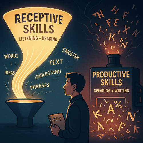 تفاوت بنیادین بین مهارت‌های دریافتی و تولیدی در یادگیری زبان